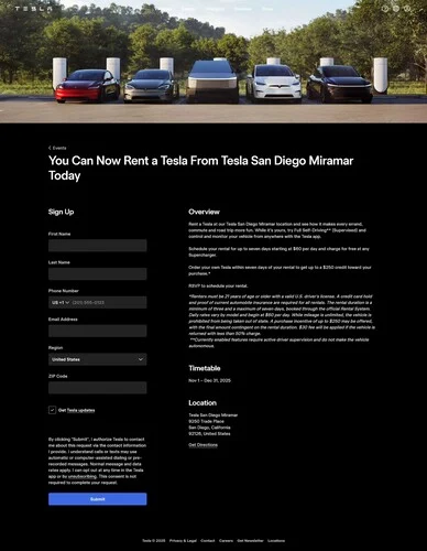 Tesla Launches $60/day Electric Car Rental with FSD & Free Charging