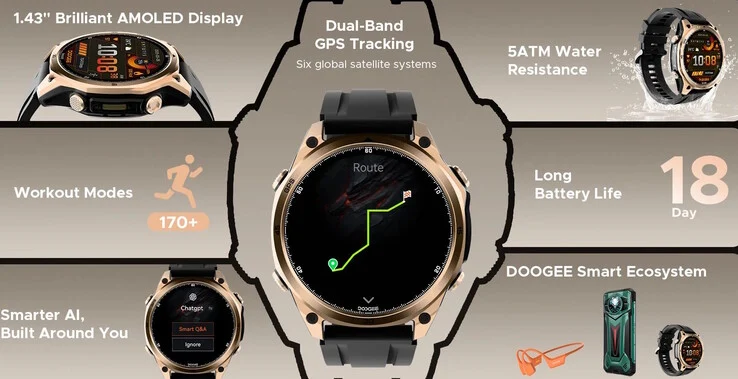 Doogee Launches Budget Waterproof AMOLED Smartwatch with Navigation