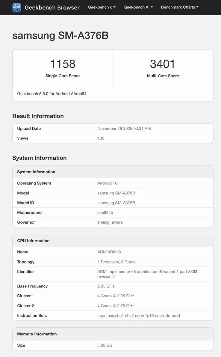 Galaxy A37 Early Benchmark Reveals Outdated Samsung Exynos Chip