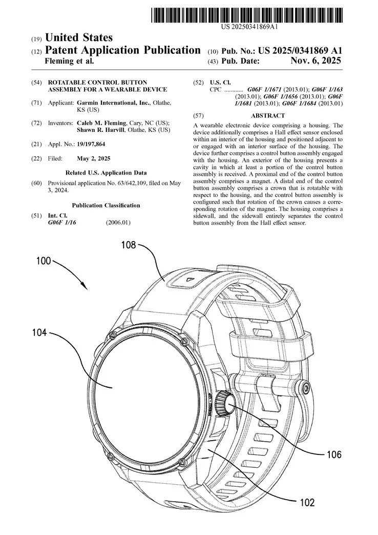 Garmin Patents Inertial Scrolling Digital Crown for Smartwatches