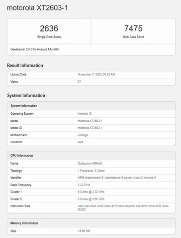 Motorola Edge 70 Ultra Surfaces on Geekbench with Snapdragon Chip