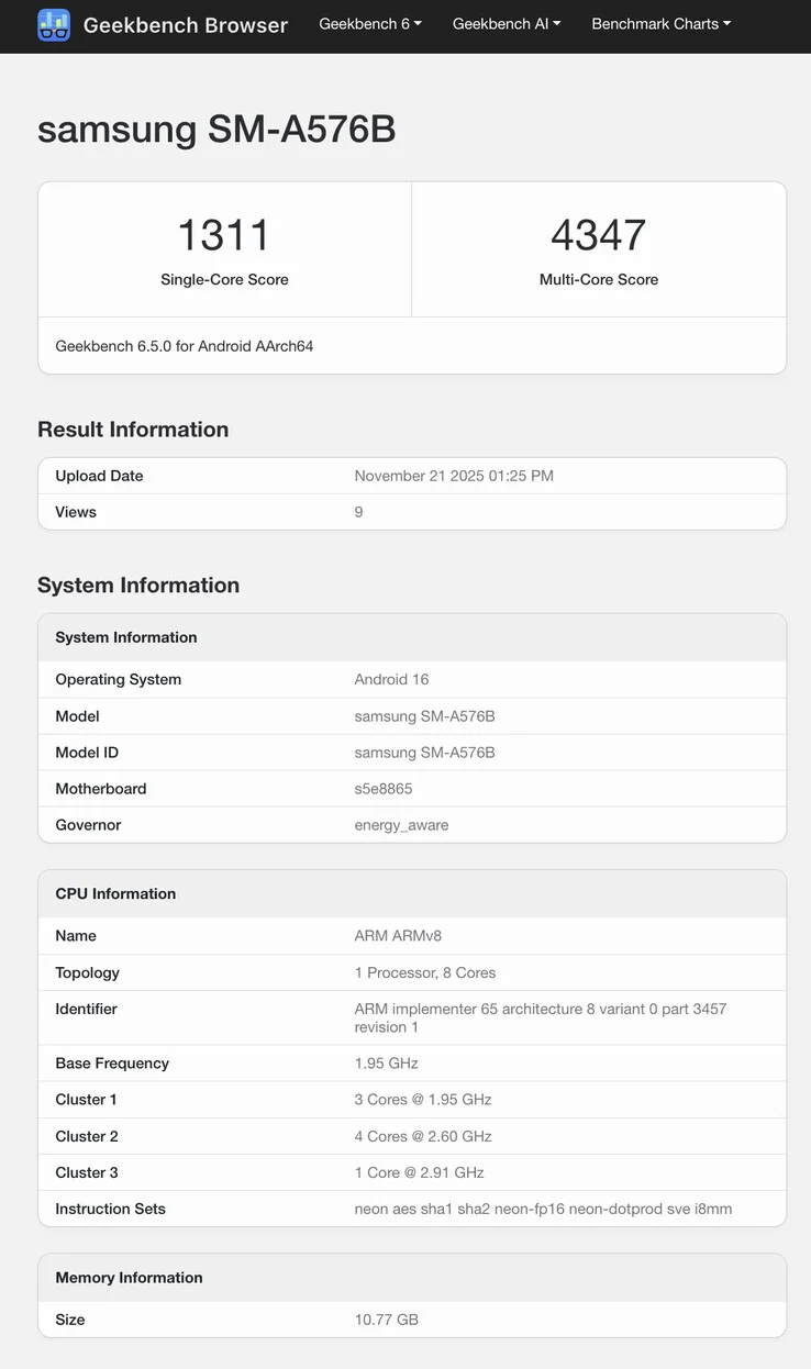 Samsung Exynos 1680 Unveiled: Galaxy A57 with Xclipse 550 GPU, 12GB RAM