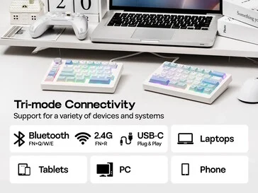 Ergonomic Epomaker Split70 Wireless Keyboard with Wisteria Switches