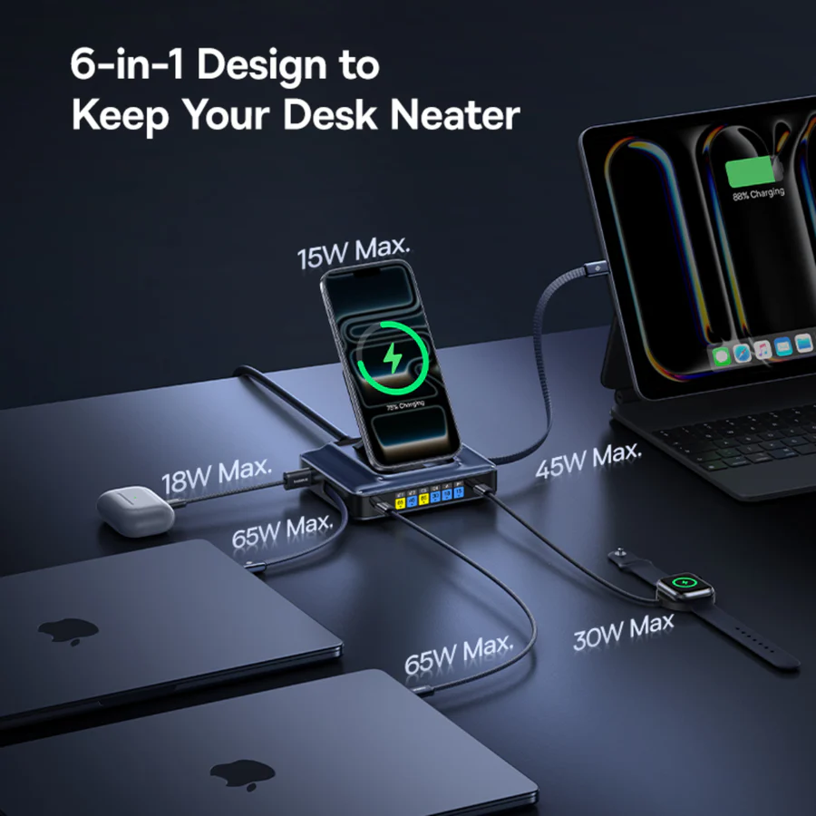 Baseus Nomos NH21 6-in-1 GaN Charging Station with Display