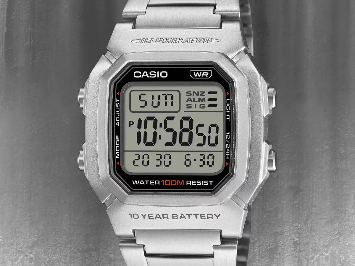 Casio Launches Metal Strap Watch with Square Digital Display