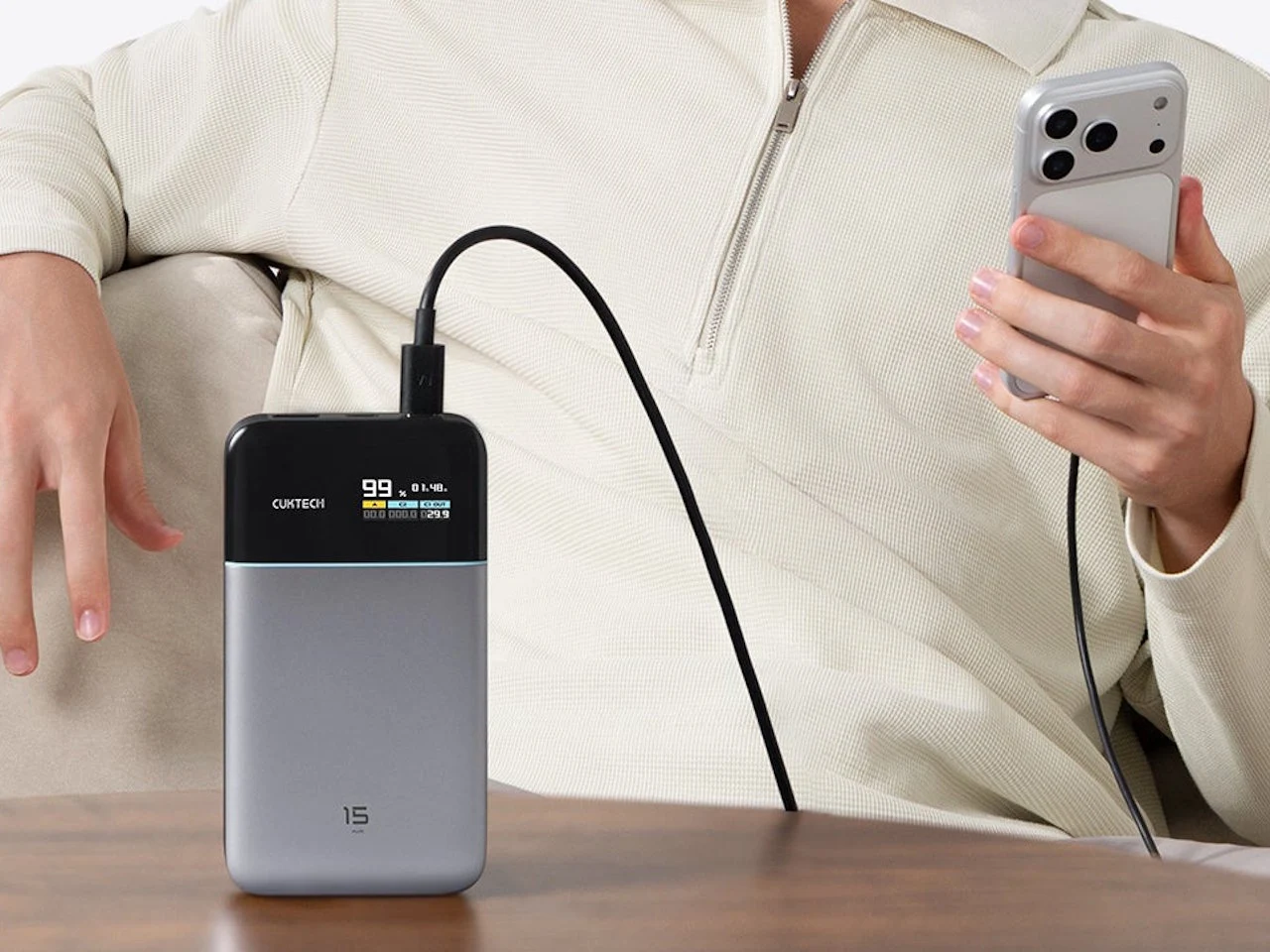 Cuktech 15 Power Bank: 15,000mAh Battery & Charge Monitor