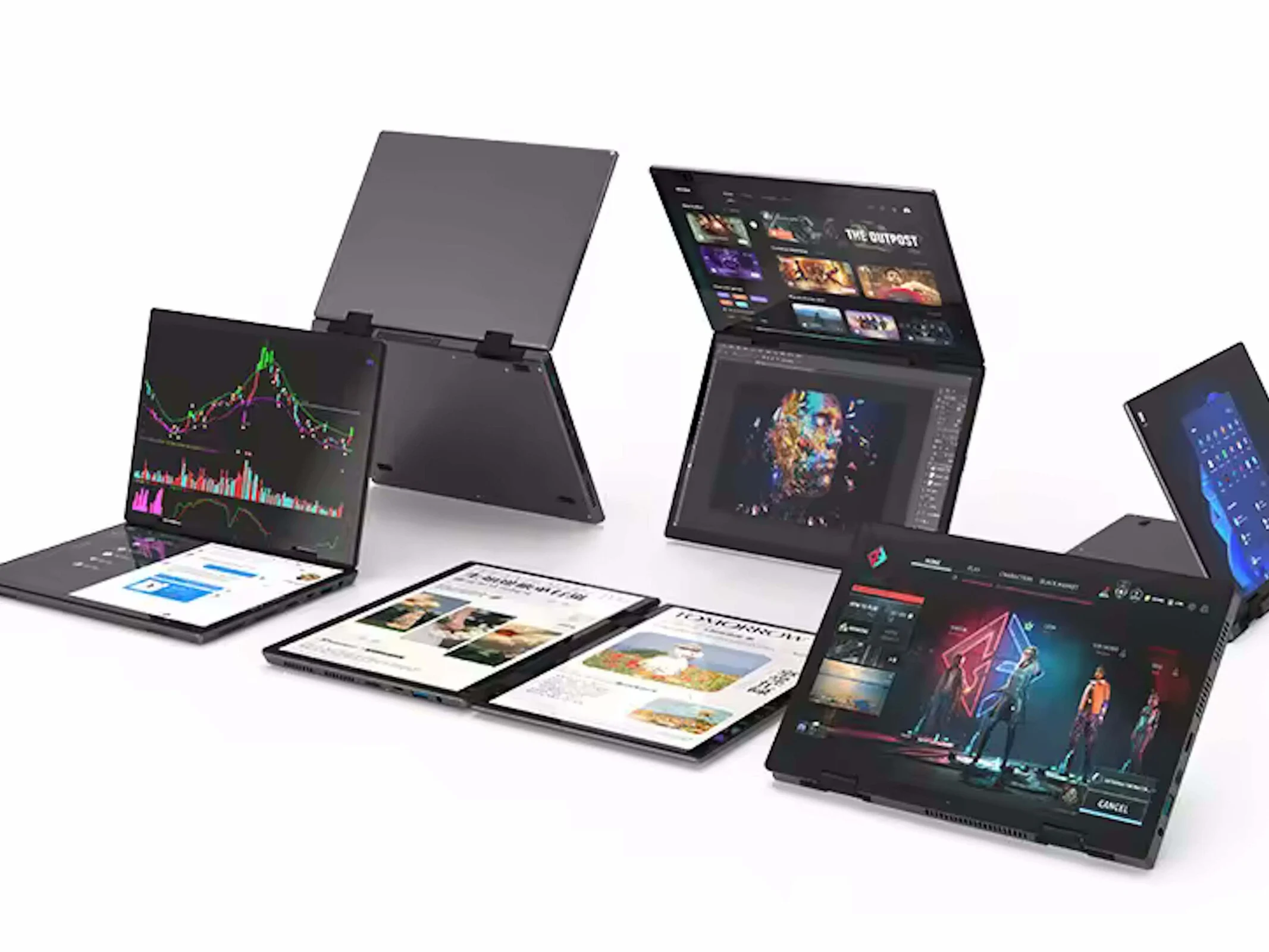 Compact 10.5-Inch Laptop: Intel CPU, 32GB RAM, Dual Touchscreens
