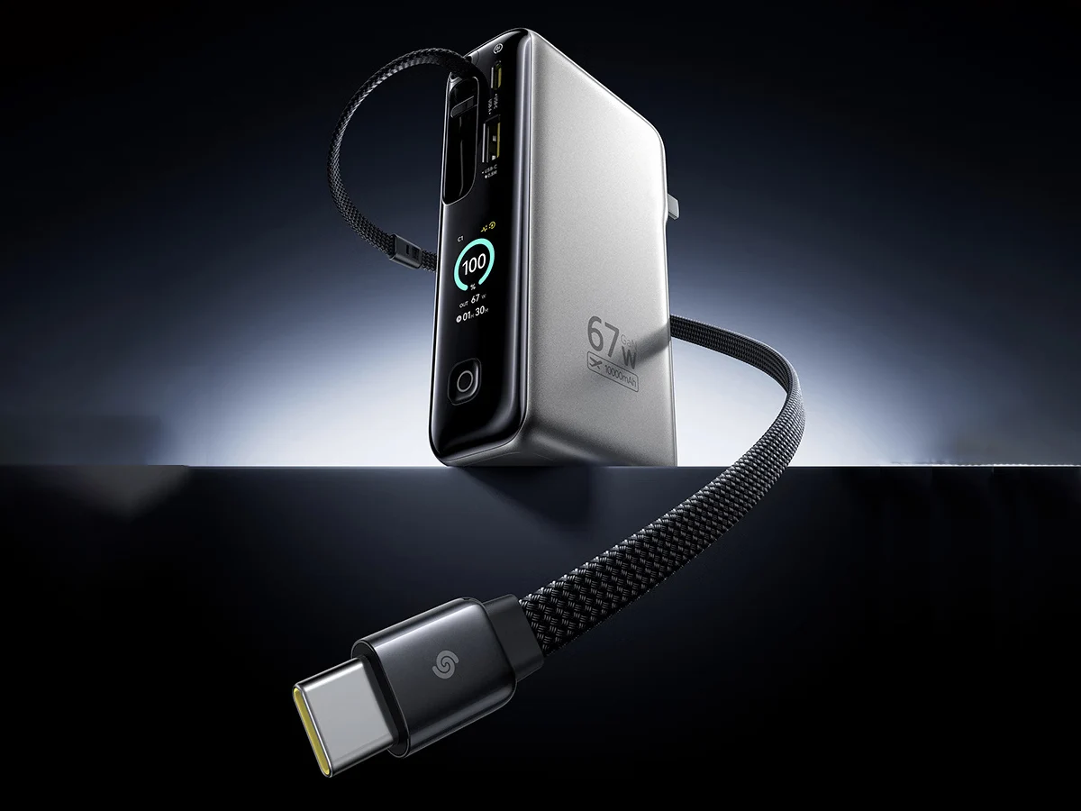 Baseus Unveils 3-in-1 Power Bank with Retractable Cable & Display