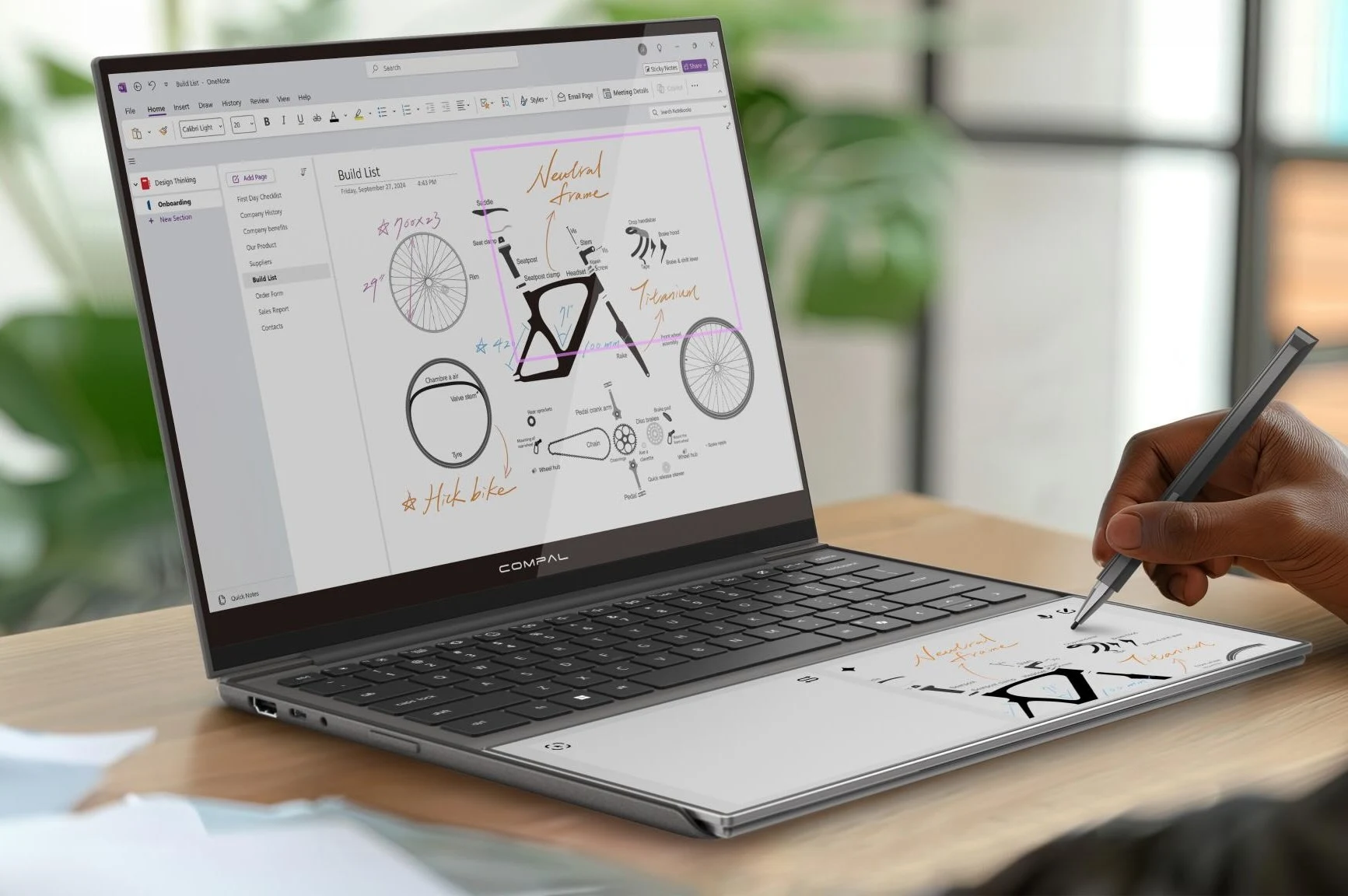 Innovative Laptop Design Features E Ink Notepad in Palm Rest