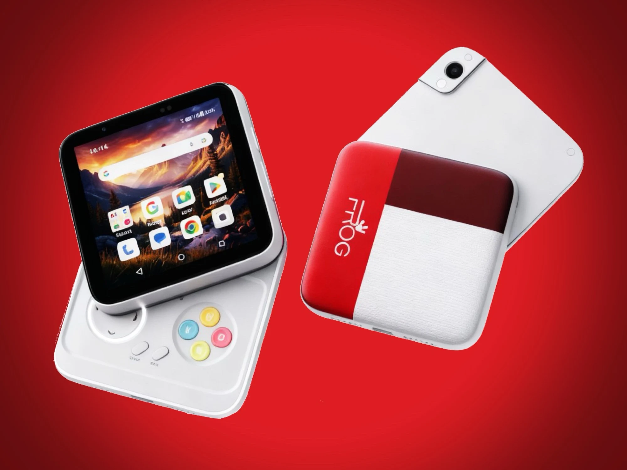 Compact Frog RS1 Smartphone with Hidden Gamepad and Keyboard