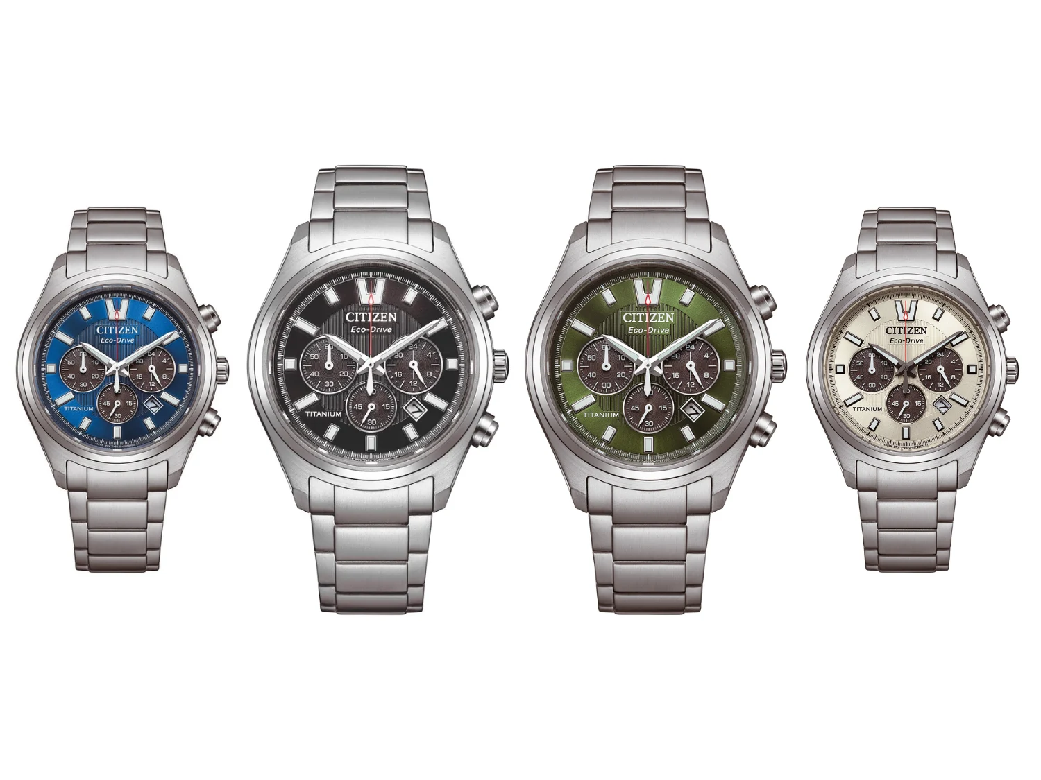 Citizen Super Titanium Chronographs with Sapphire Glass in 4 Colors