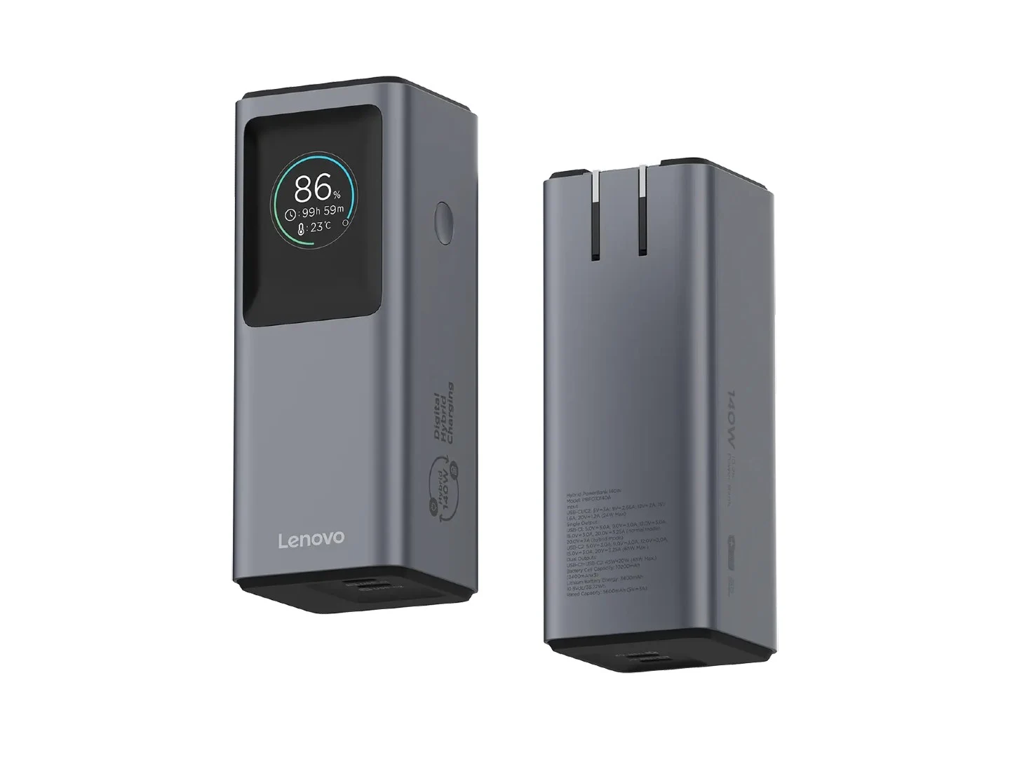 Lenovo 140W Power Bank Gets Compact Version with Built-in Power Adapter
