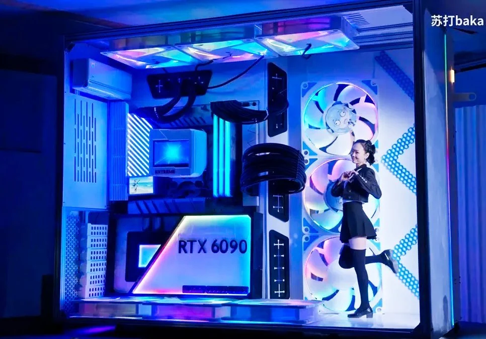 Massive Gaming PC Powered by 12,000W AC Cooling System