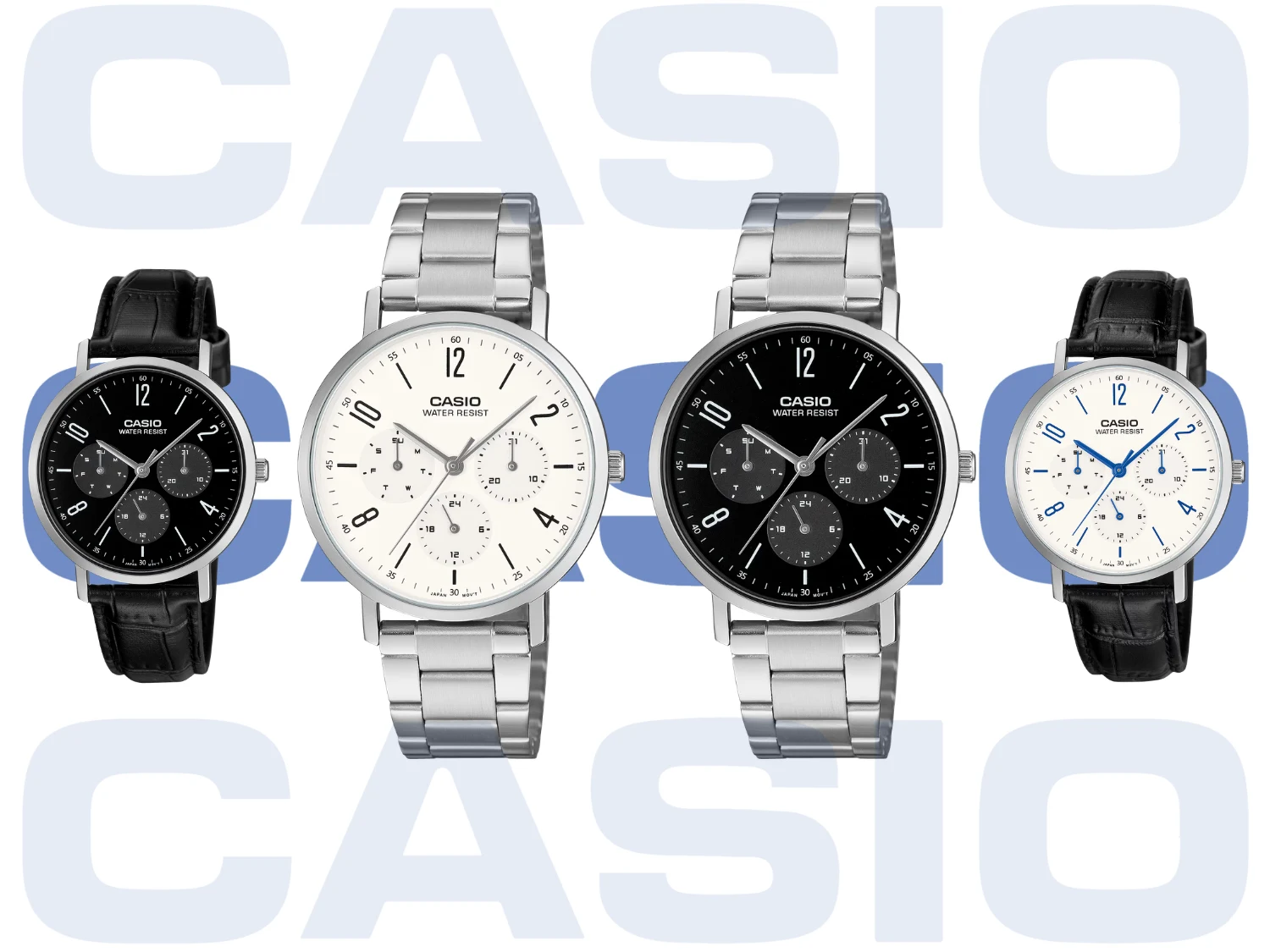 Casio Slim Multi-Hand Watches with Ion-Plated Cases